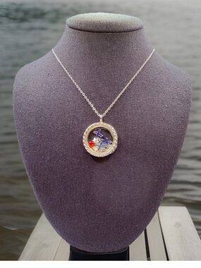 Effy Locket Necklace With 9 Cruise Charms Card Boat Silvertone Rope 22”